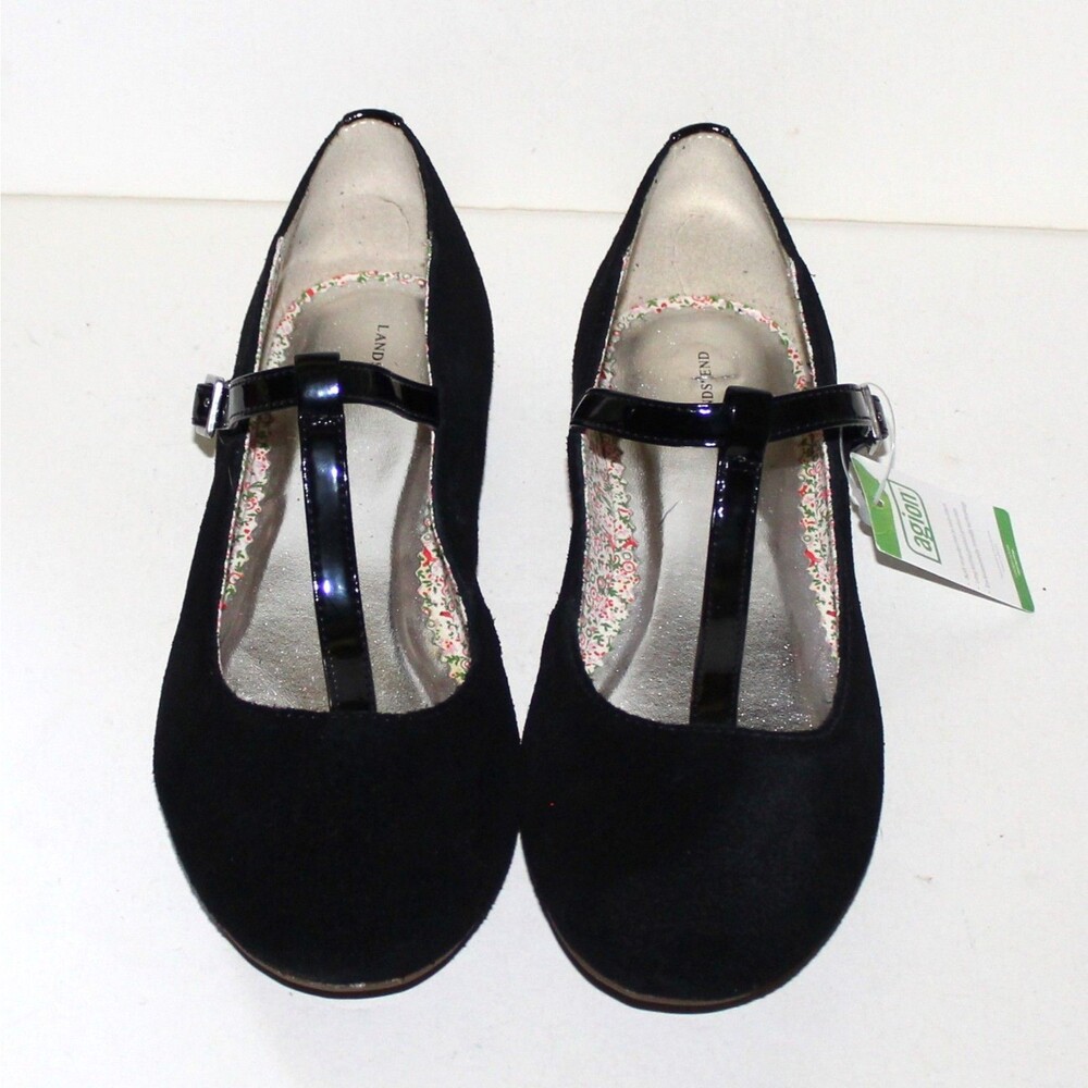Land’s End 420406 Women’s Size US 4M Mary Janes flats black suede shoes